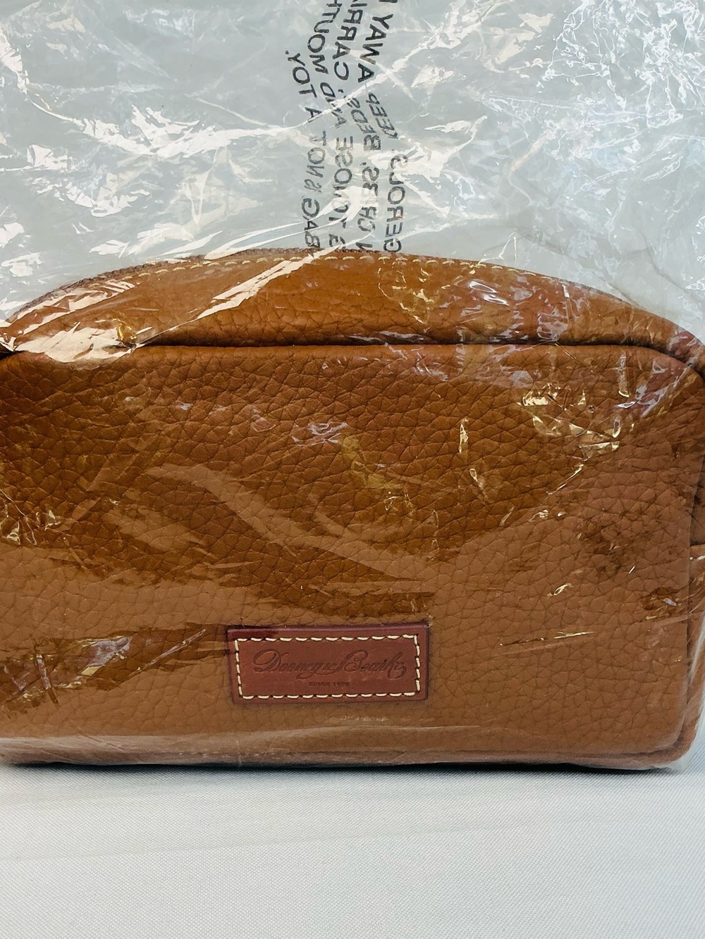 Dooney & Bourke Caramel Pebbled Leather Toiletry Cosmetic Bag